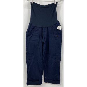 Motherhood Maternity Capri Navy Pants Blue Size Small S Cargo Cuff Women New B80